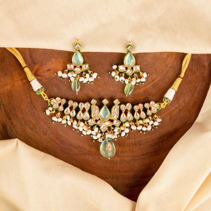 Puruvi Polki and Pearl Choker Set