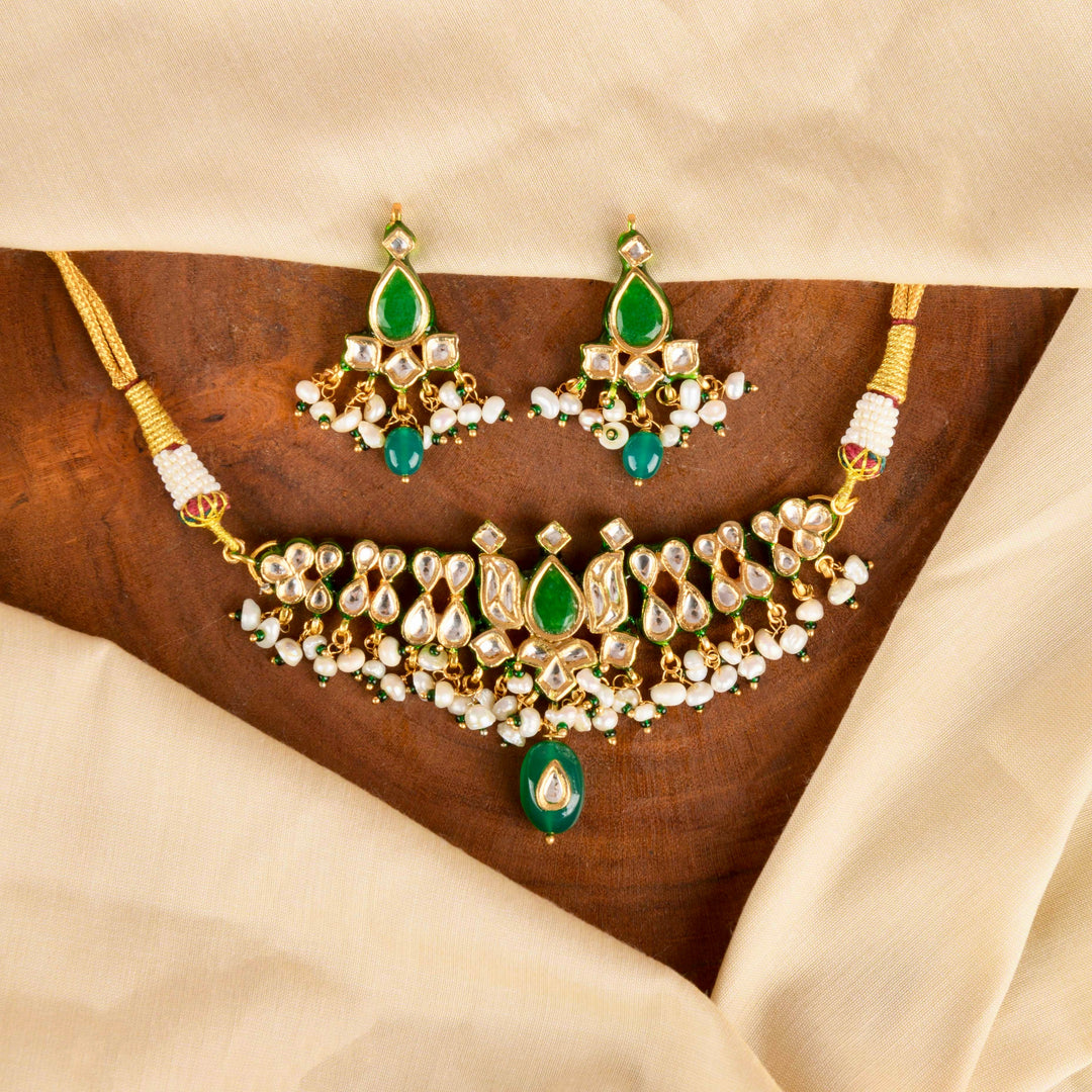 Puruvi Polki and Pearl Choker Set