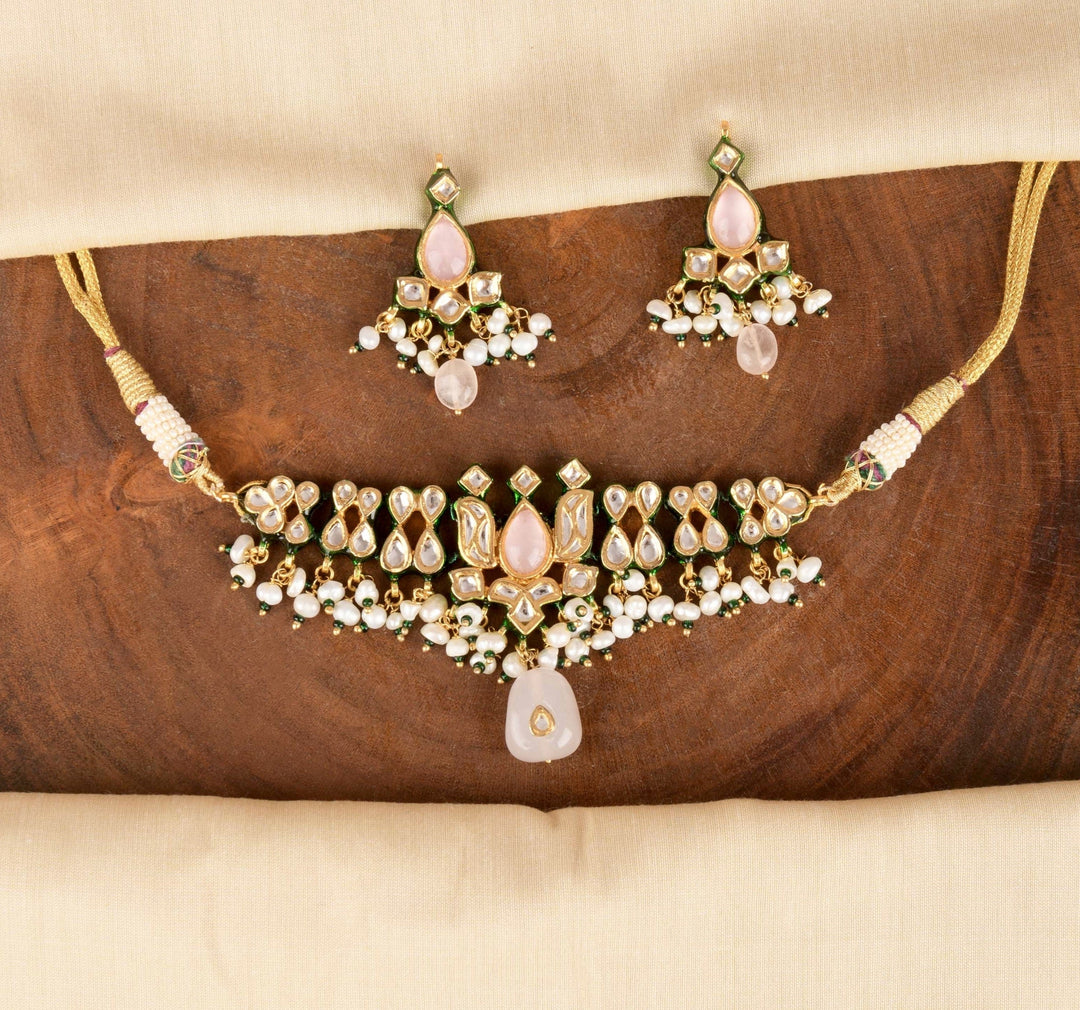 Puruvi Polki and Pearl Choker Set