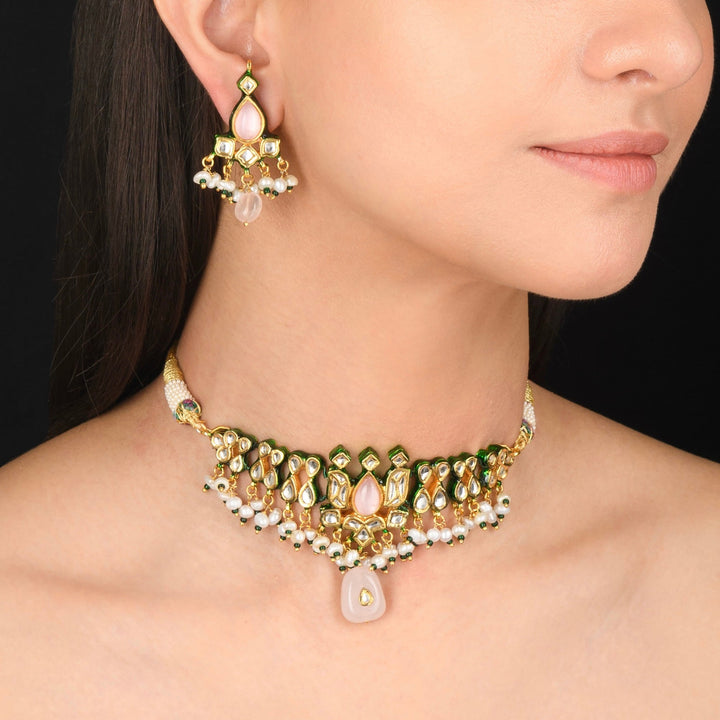 Puruvi Polki and Pearl Choker Set