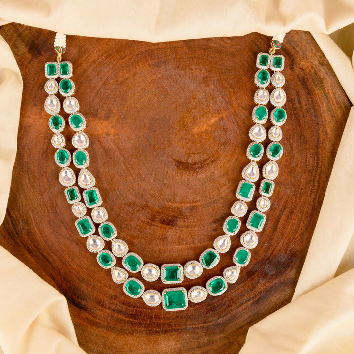 House of MISU in Vaanshi Emerald Polki Necklace Set