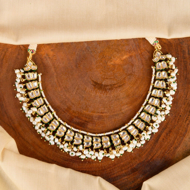 Anika Pearl and Polki Necklace Set