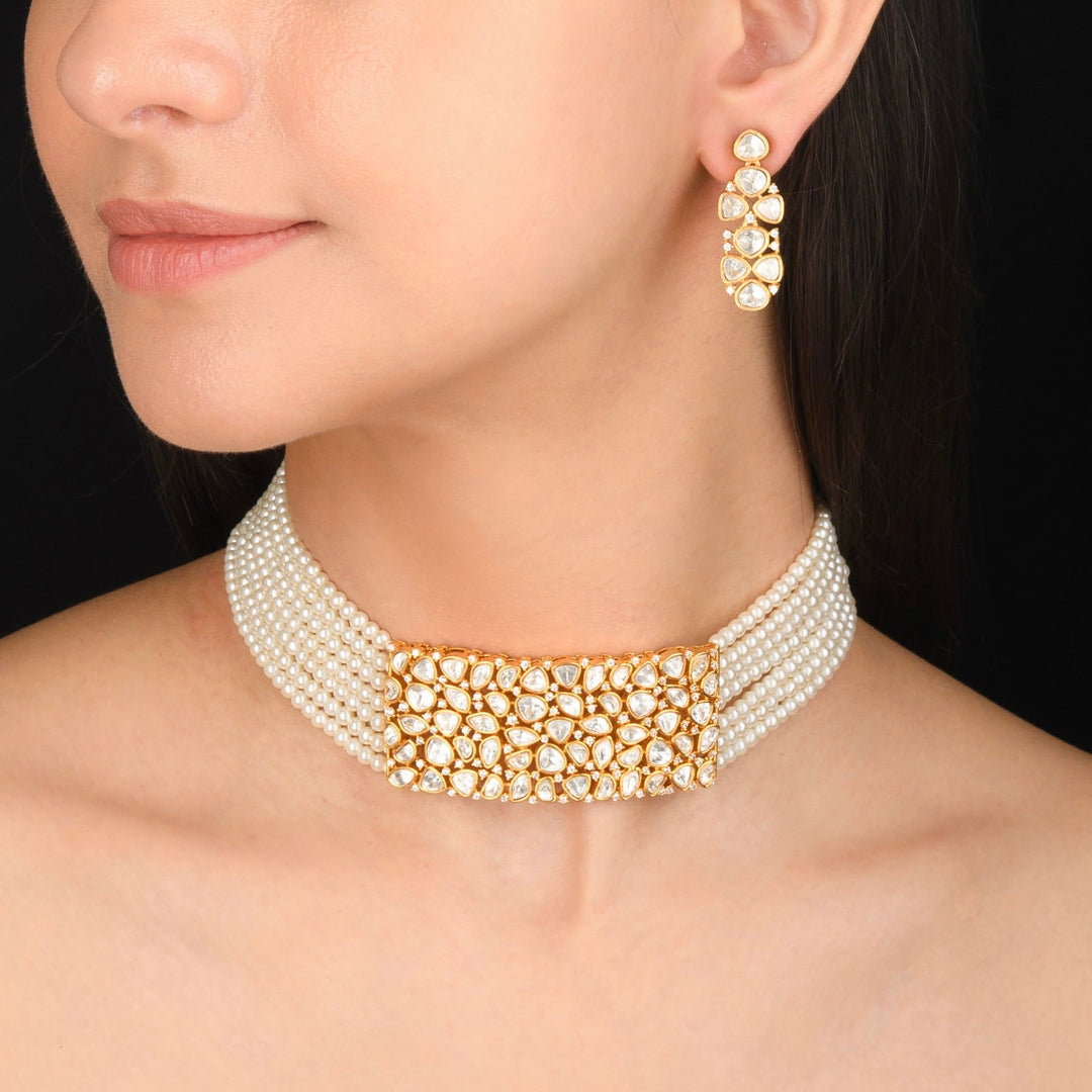 Ziana Pearl and Polki Choker Set