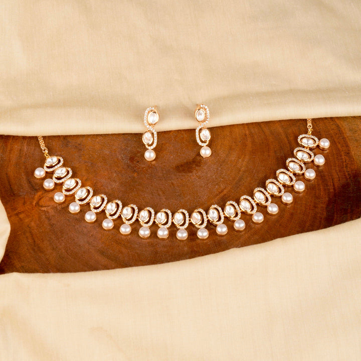 Eshaal Pearl and Polki Necklace Set