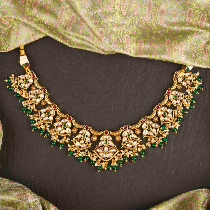 Aaravi Emerald and Ruby Necklace Set