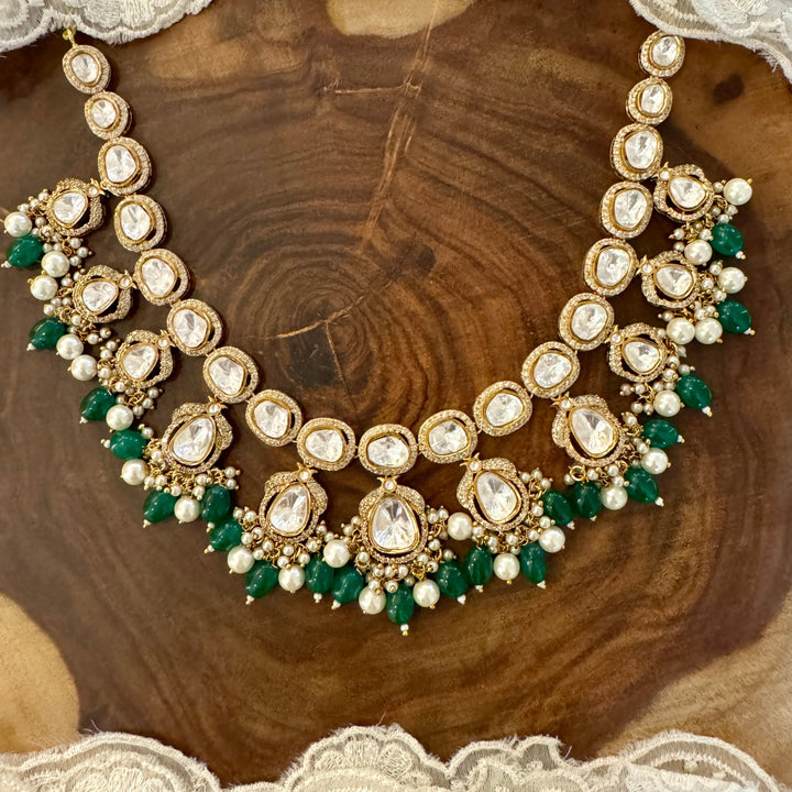 Anvika Emerald Polki Necklace Set