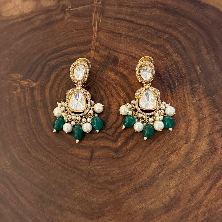 Anvika Emerald Polki Necklace Set