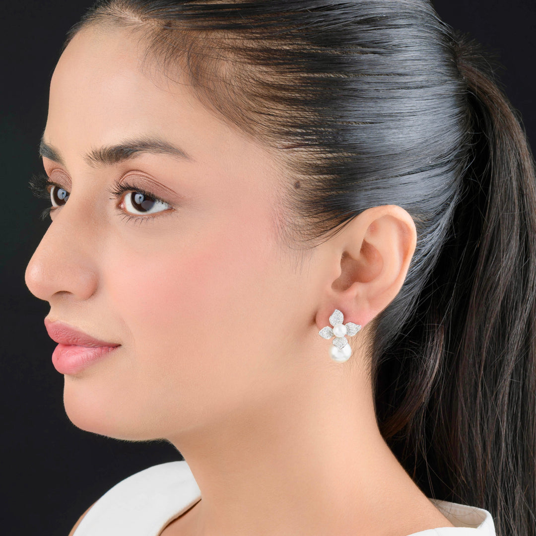 Chiara Diamond and Pearl Earrings