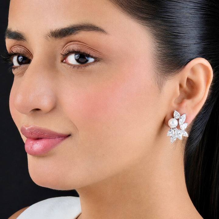 Amelia Diamond and Pearl Studs
