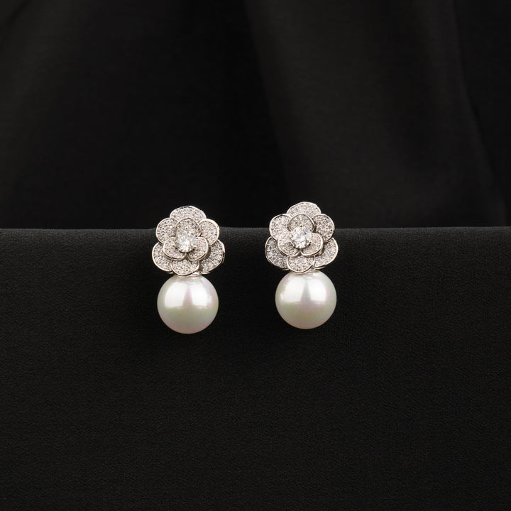 Roselyn Diamond and Pearl Earrings
