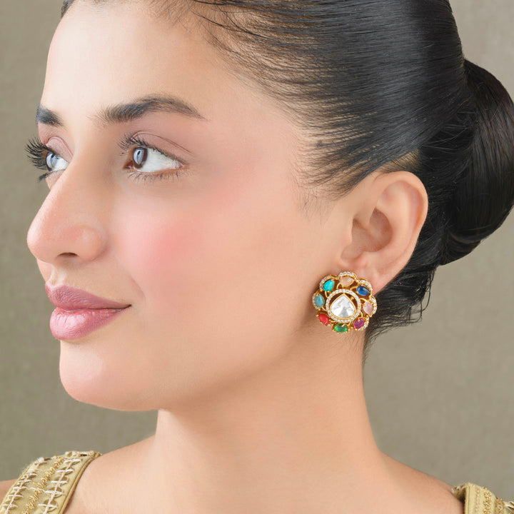 Aafiya Moissanite Polki Studs