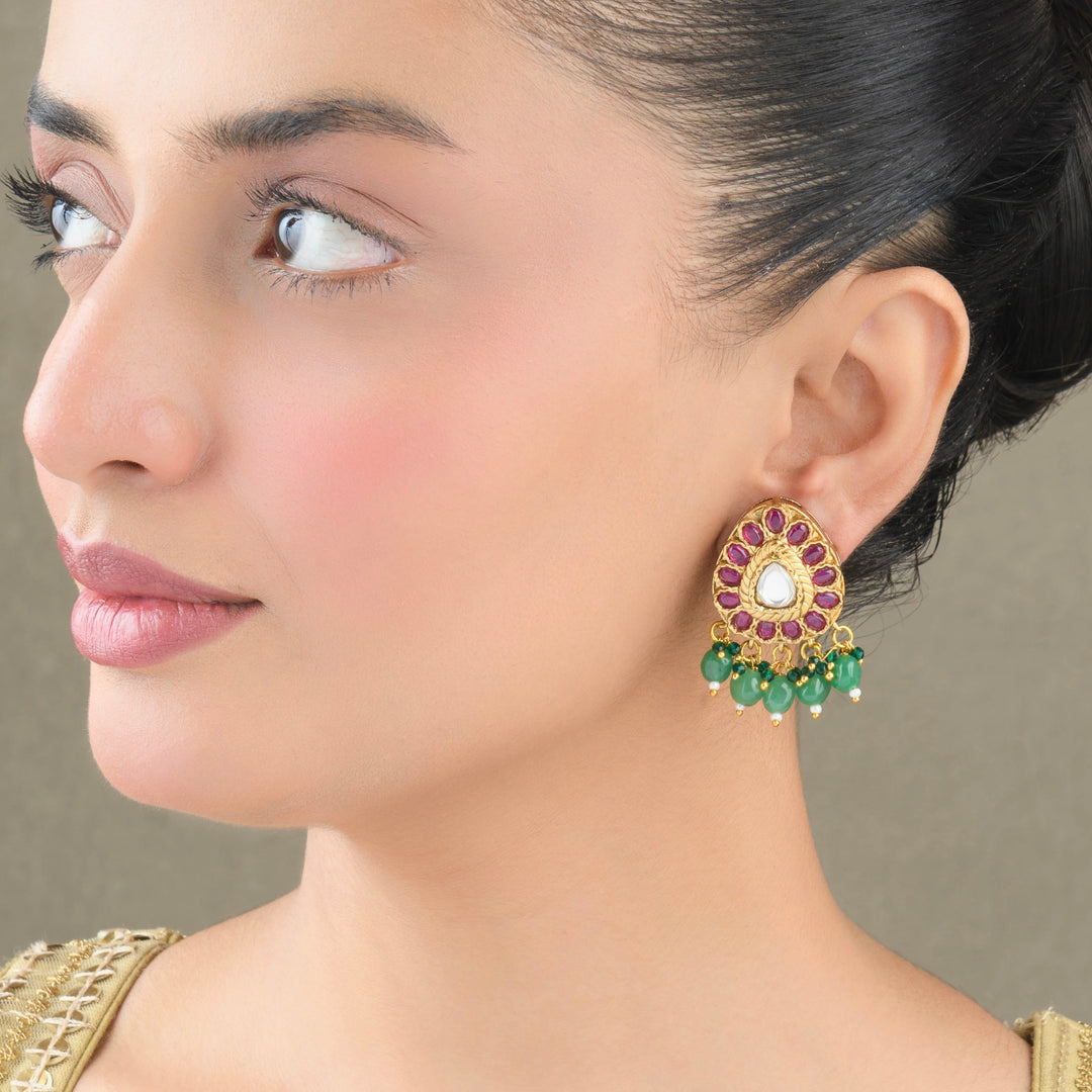 Ishika Ruby and Emerald Earrings