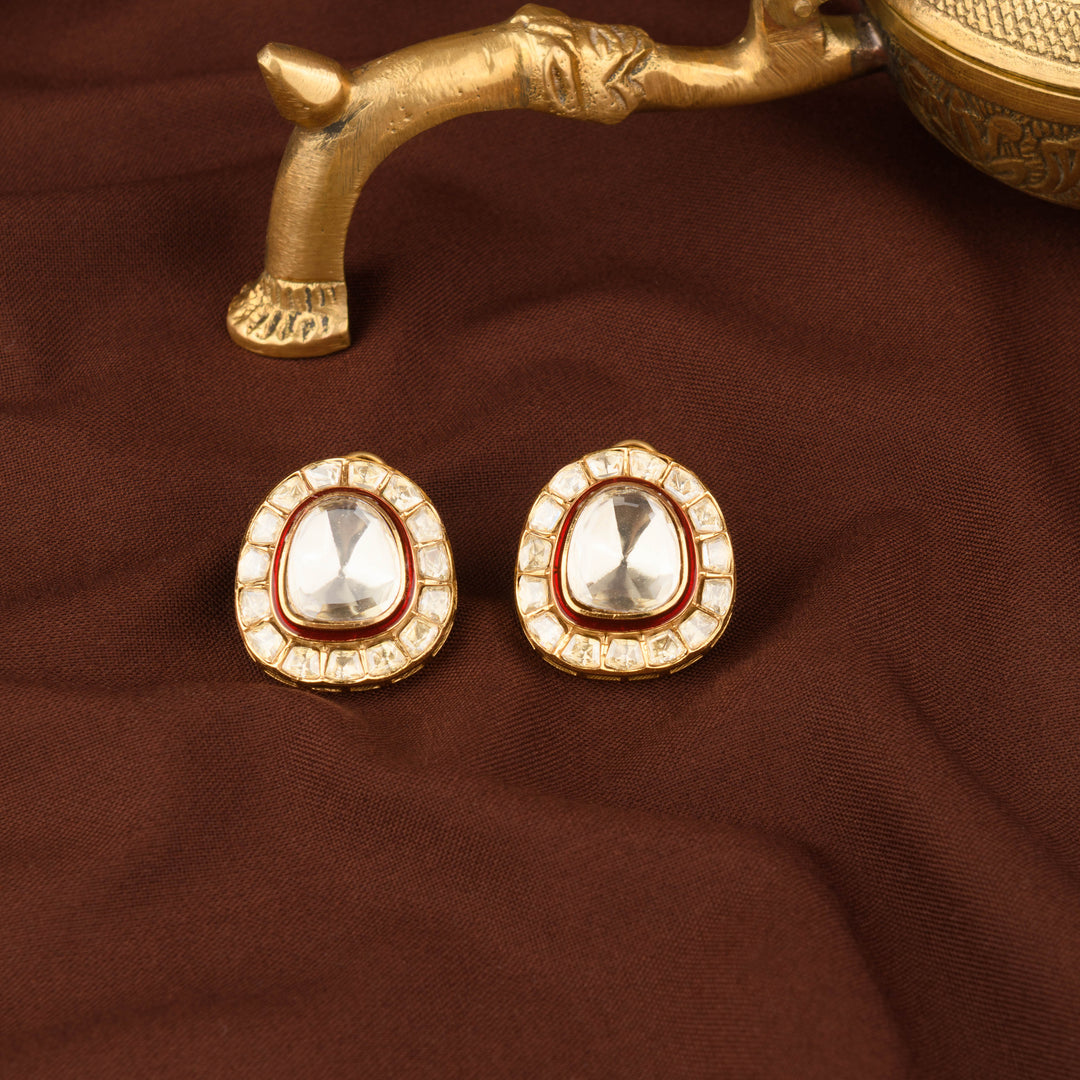 Aaira Moissanite Polki Studs