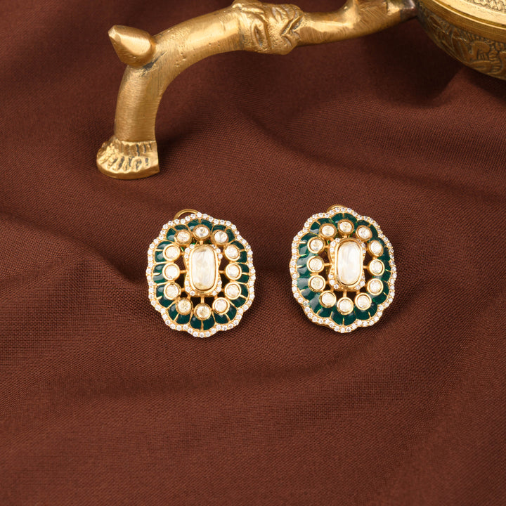 Zahira Moissanite Polki Studs