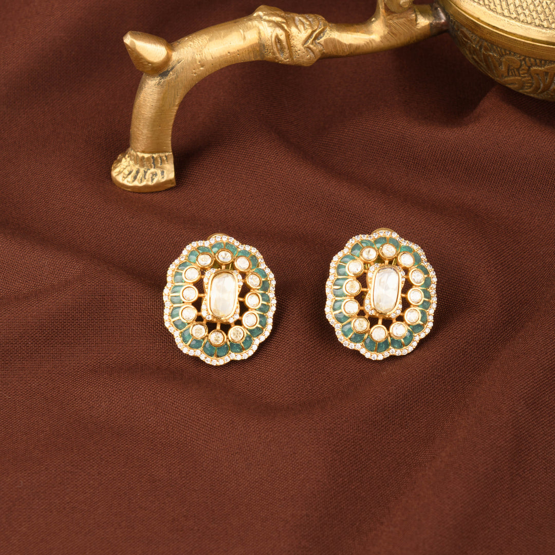 Zahira Moissanite Polki Studs