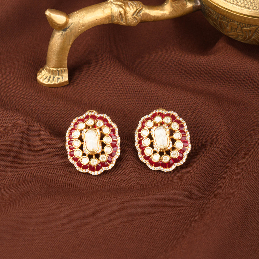Zahira Moissanite Polki Studs