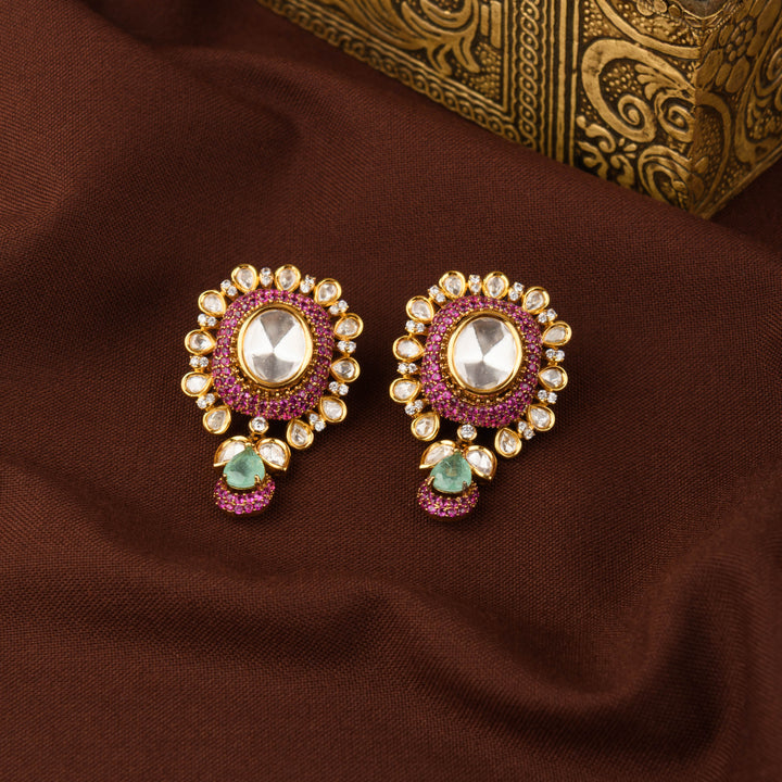Lakshita Moissanite Polki Studs