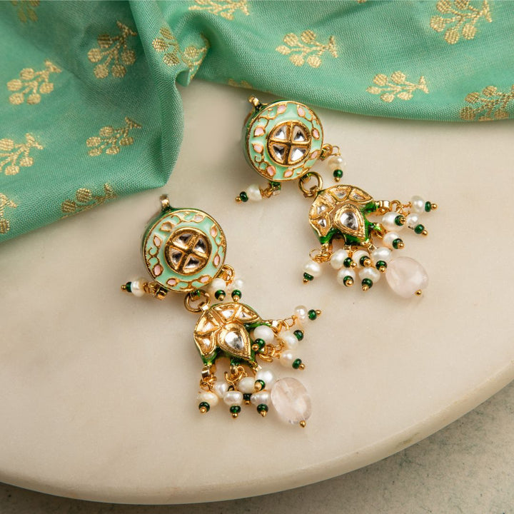 Drisha Pearl and Polki Earrings