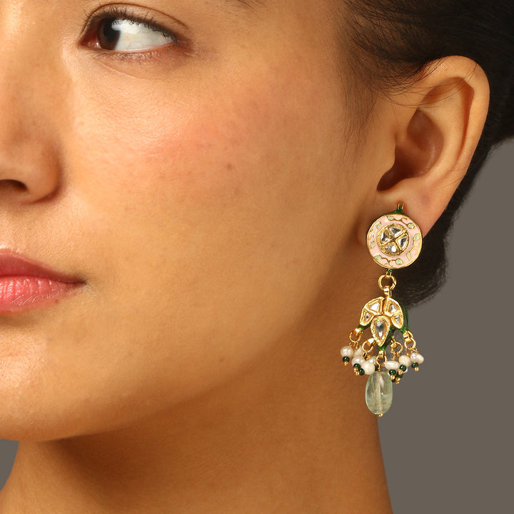 Drisha Pearl and Polki Earrings