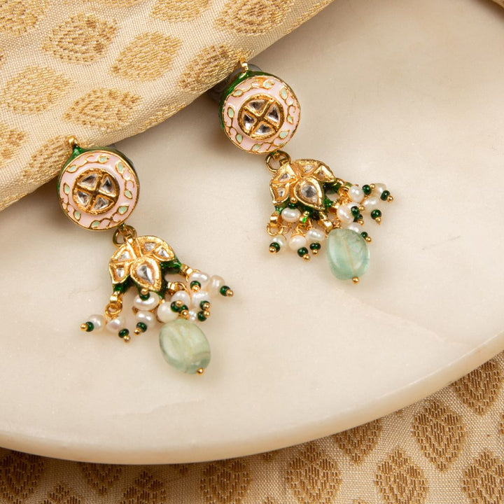 Drisha Pearl and Polki Earrings