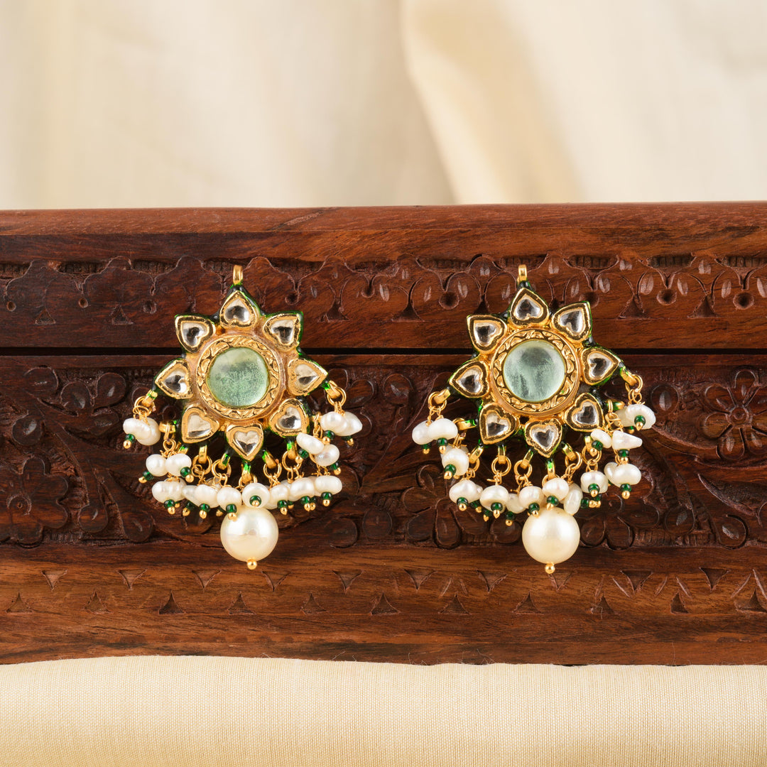 Netra Pearl and Polki Earrings