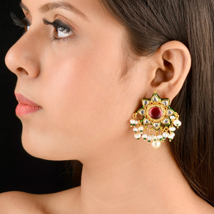 Netra Pearl and Polki Earrings