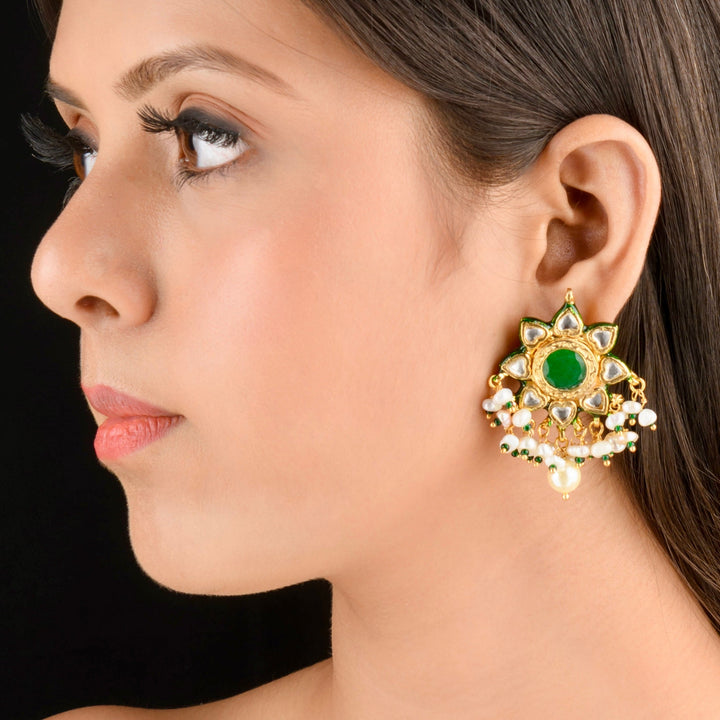 Netra Pearl and Polki Earrings