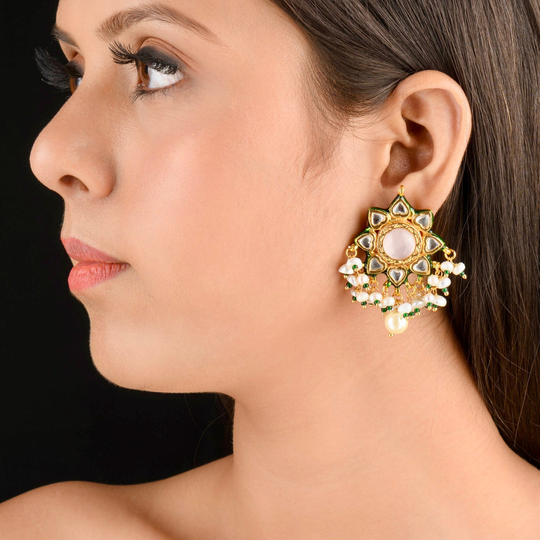 Netra Pearl and Polki Earrings