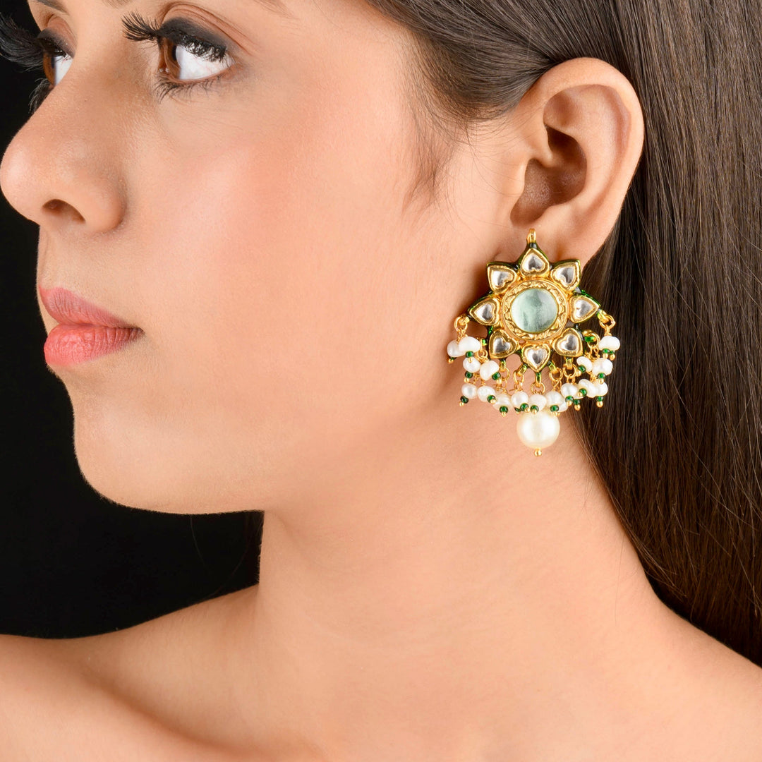 Netra Pearl and Polki Earrings