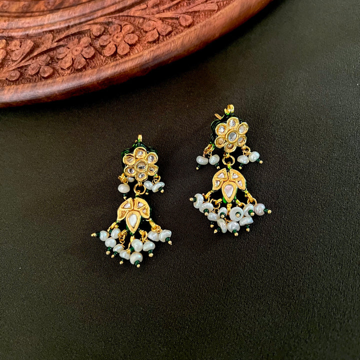 Rida Pearl and Polki Earrings