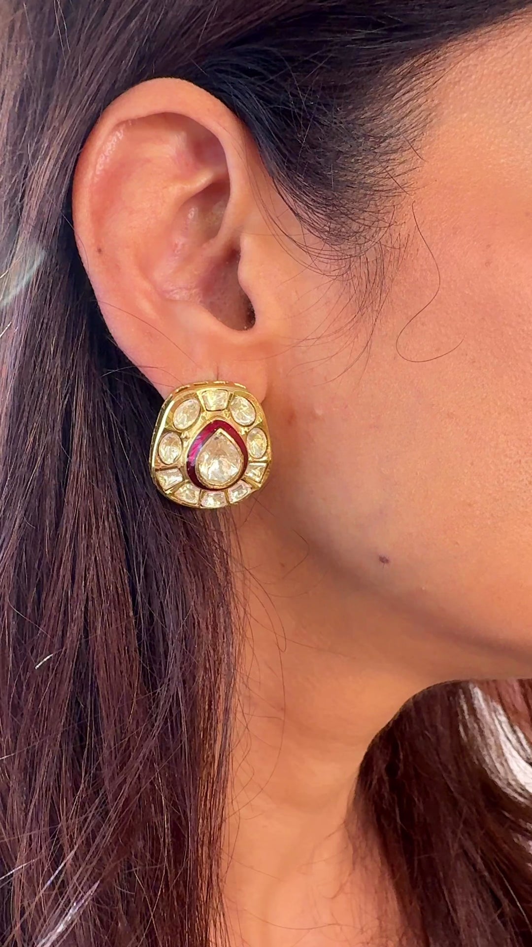 Esra Moissanite Polki Studs