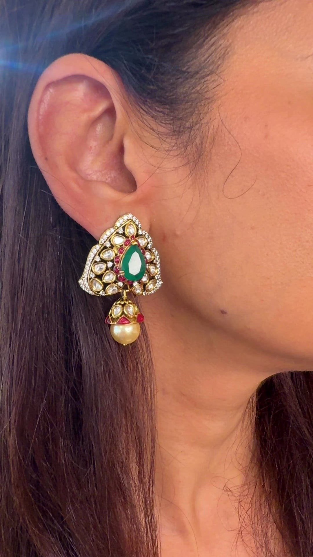 Rumanya Moissanite Polki Studs