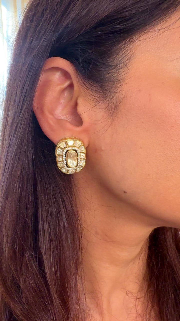 Rumani Moissanite Polki Studs