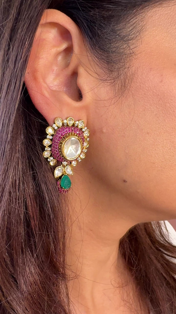 Lakshita Moissanite Polki Studs