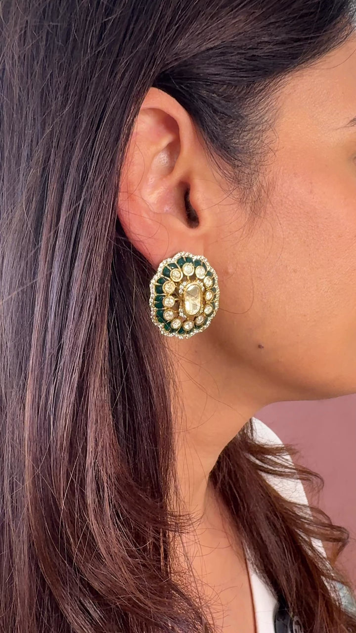 Zahira Moissanite Polki Studs