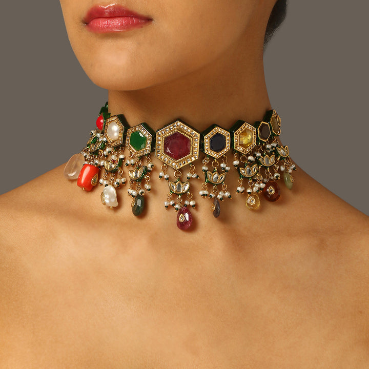 Aahana Navratan Choker Set