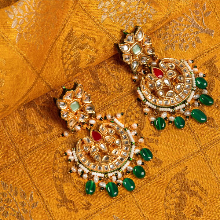 Nithya Red and Green Polki Necklace Set