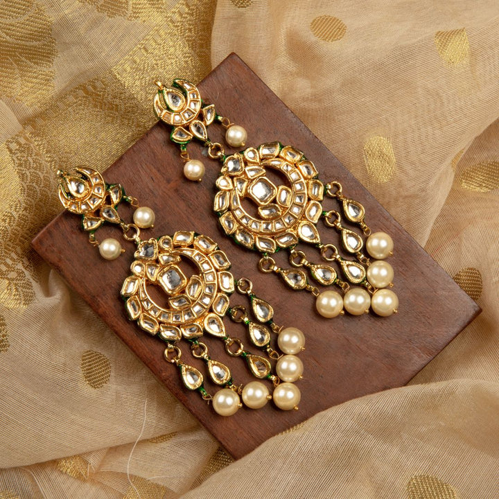 Bushra Pearl and Polki Earrings