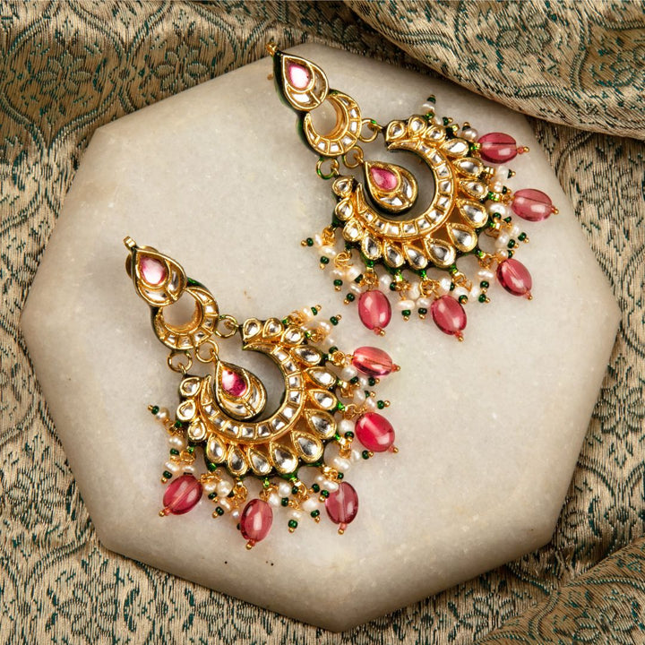 Chhavvi Ruby Pearl and Polki Chandbali