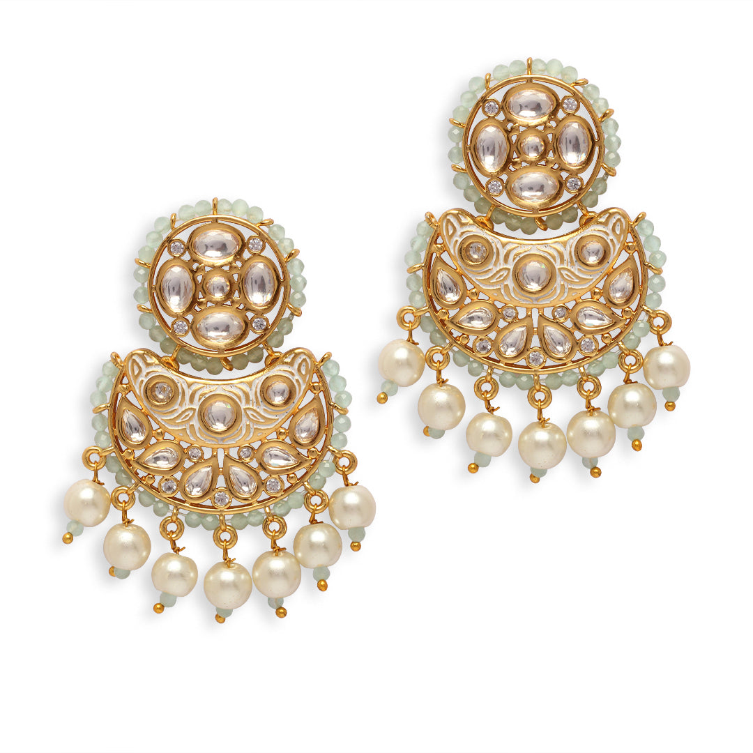 Nriti Pearl and Polki Earrings