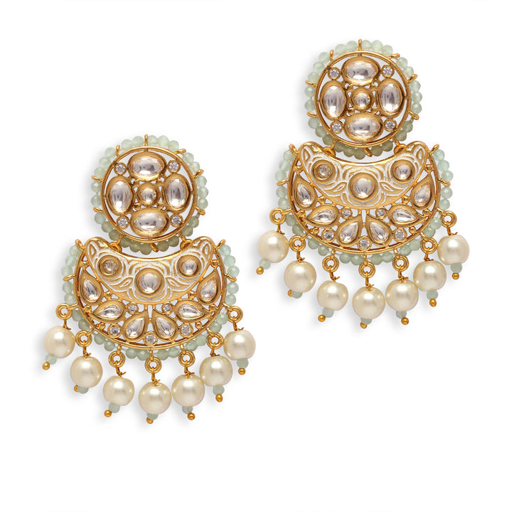 Nriti Pearl and Polki Earrings