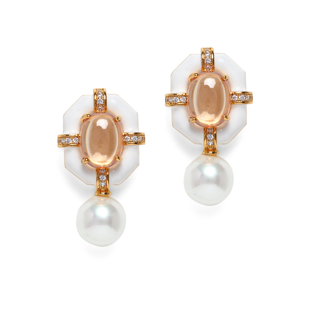 Claire Enamel Pearl Studs