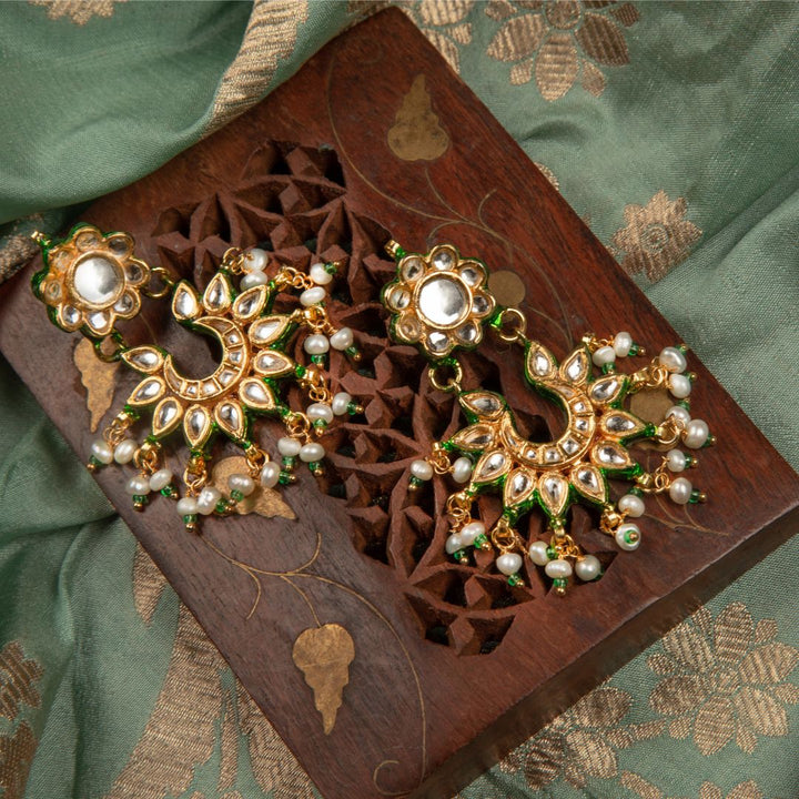 Saroja Polki and Pearl Earrings