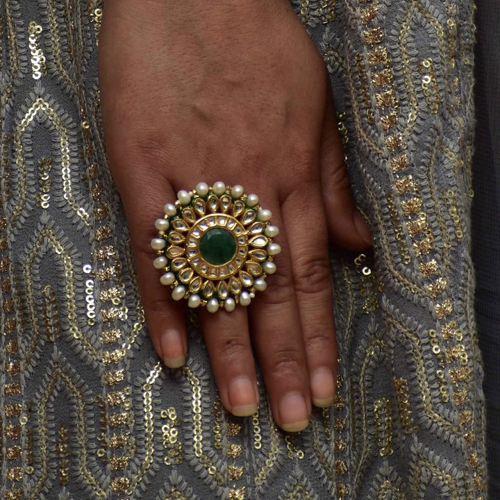 Amoli Polki and Pearl Ring