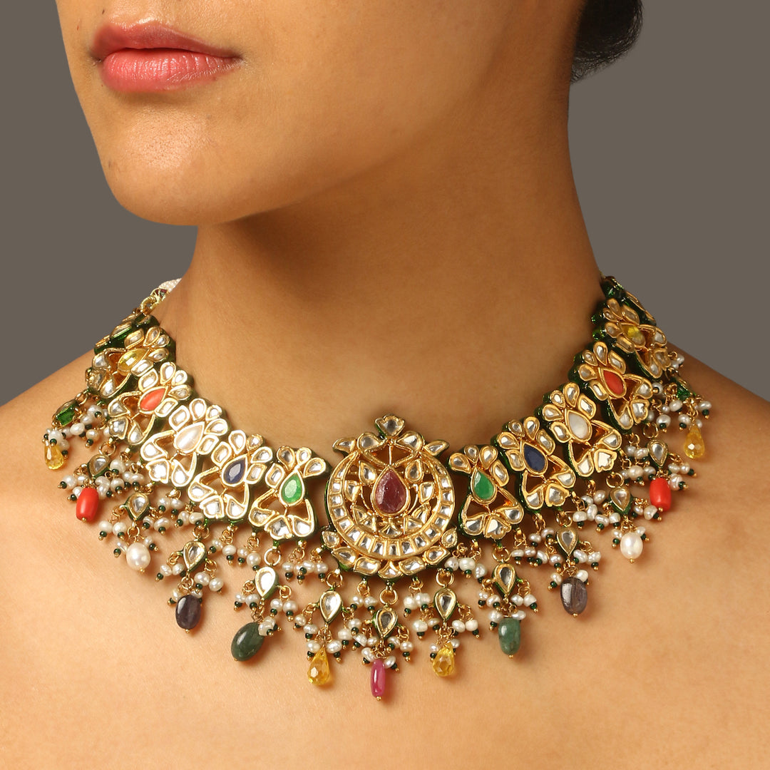 Kritika Khurana in Ikshita Navratan Necklace Set