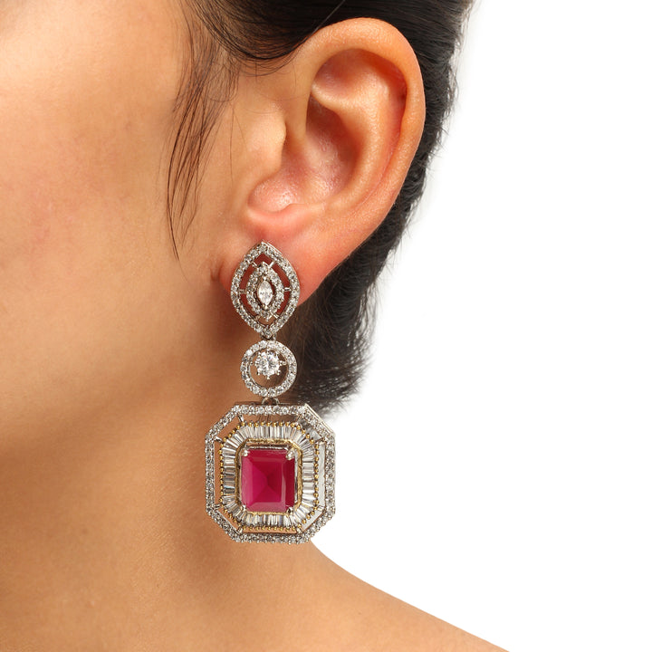 Beryl Oxidised Ruby Earrings