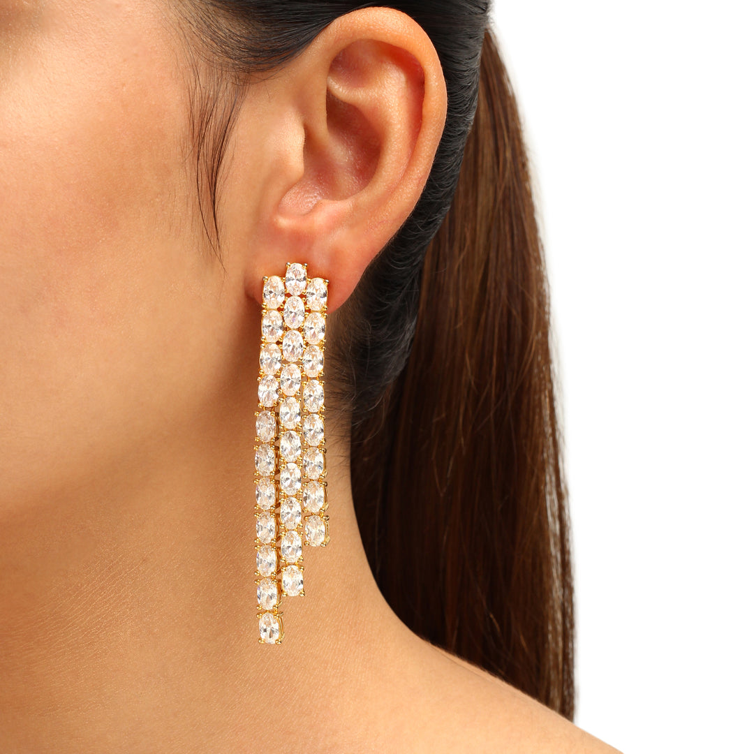 Jina Gold Plated Diamond Earrings