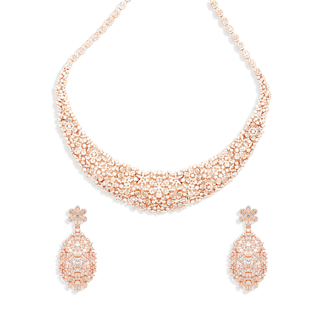 Florence Rose Gold Diamond Necklace Set