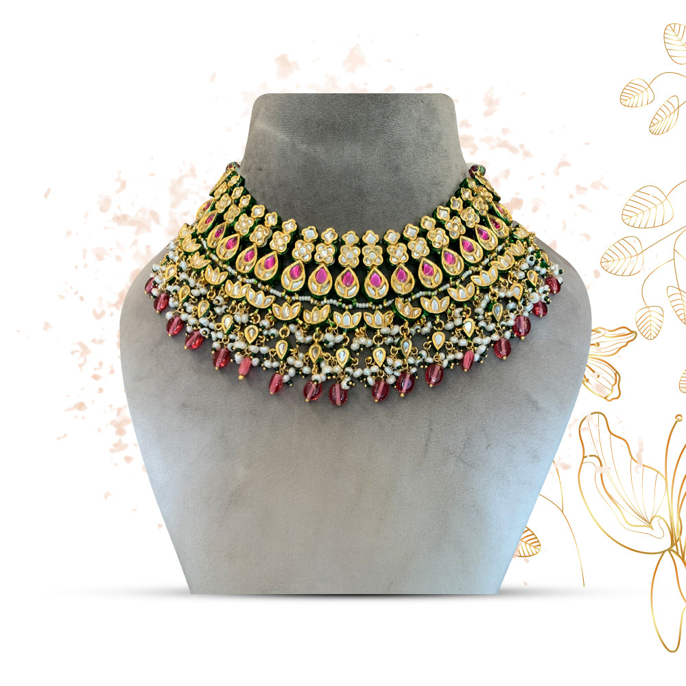 Mridula Ruby Polki Necklace Set