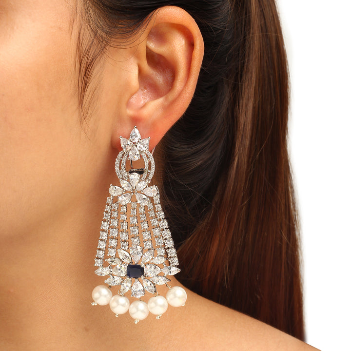 Joanna Blue Diamond and Pearl Earrings